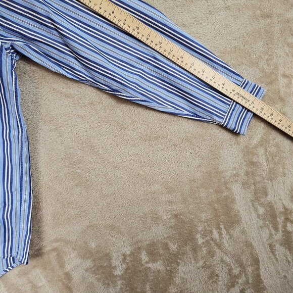 Ralph Lauren Navy Blue Button-Down Shirt Teen Size XL Striped Oxford Long Sleeve - Picture 8 of 10